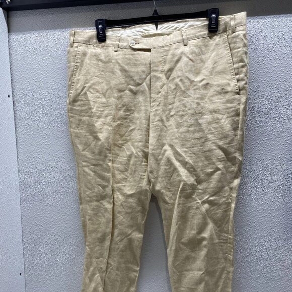 Zegna Men’s Flat Front Linen Tailored Pants - Picture 1 of 10